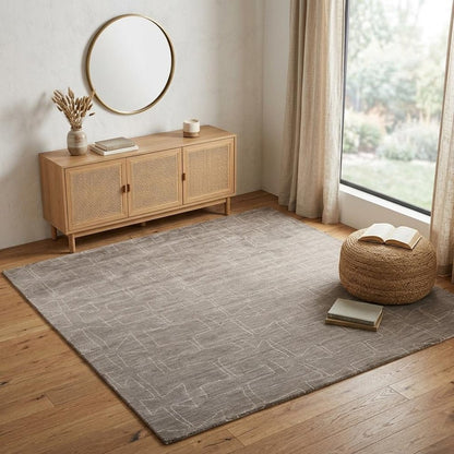 4' X 6' Gray and Ivory Abstract Hand Woven Area Rug
