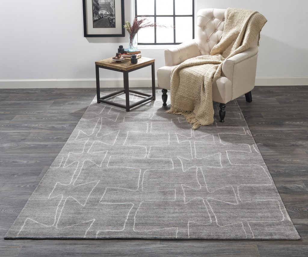 4' X 6' Gray and Ivory Abstract Hand Woven Area Rug