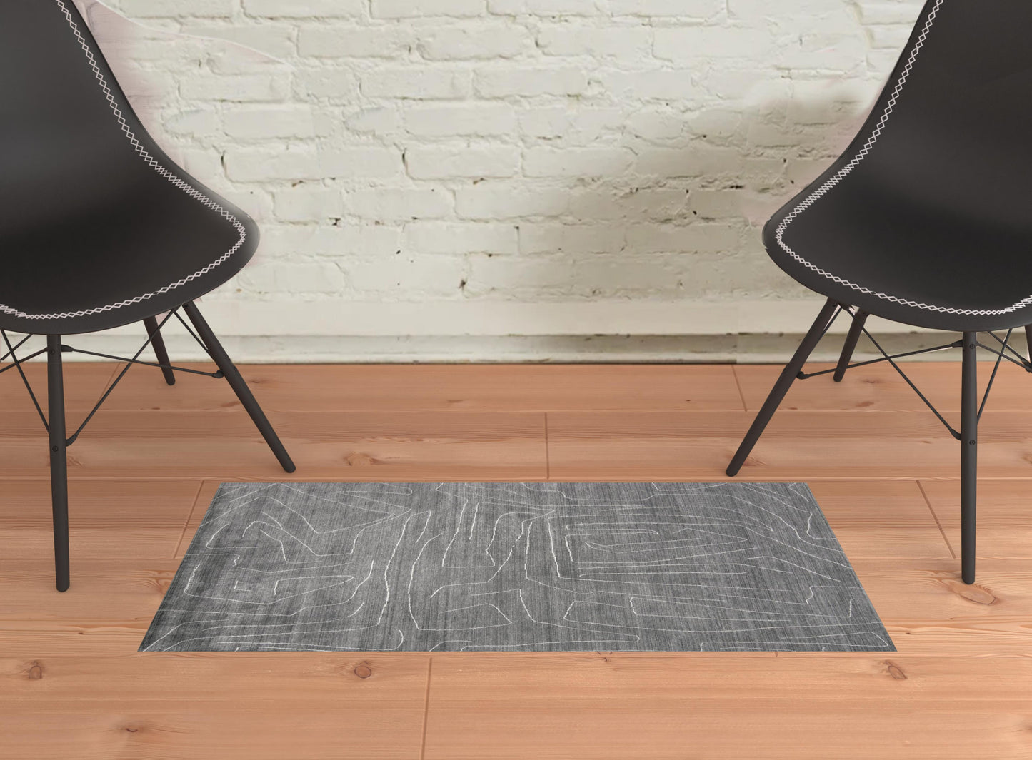 5' X 8' Gray And Ivory Abstract Hand Woven Area Rug