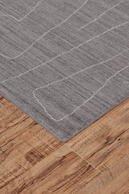 2' X 3' Gray and Ivory Abstract Hand Woven Area Rug