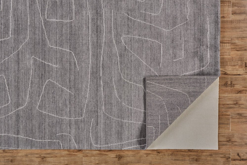 2' X 3' Gray and Ivory Abstract Hand Woven Area Rug