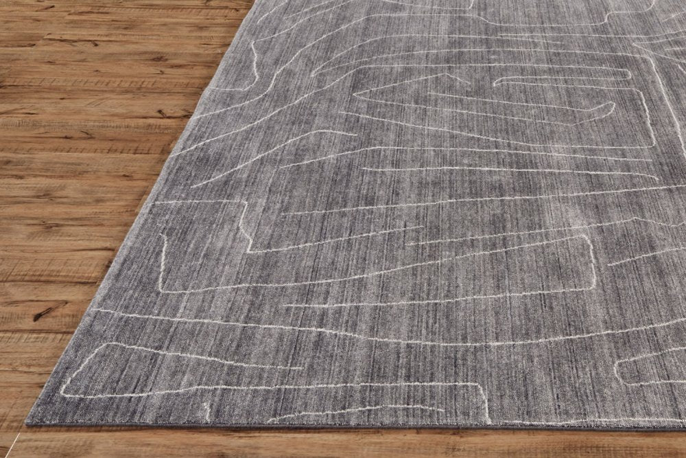 2' X 3' Gray and Ivory Abstract Hand Woven Area Rug