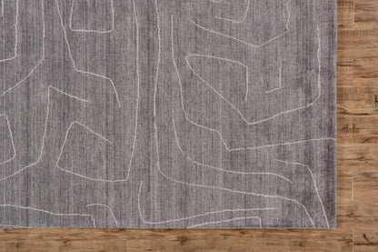 2' X 3' Gray and Ivory Abstract Hand Woven Area Rug