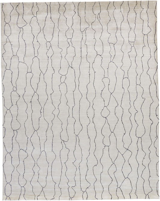 8' X 10' Ivory And Gray Abstract Hand Woven Area Rug