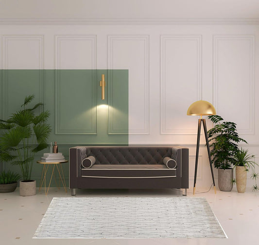 5' X 8' Ivory And Gray Abstract Hand Woven Area Rug