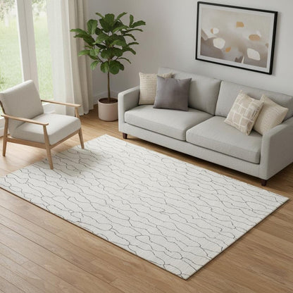 5' X 8' Ivory And Gray Abstract Hand Woven Area Rug