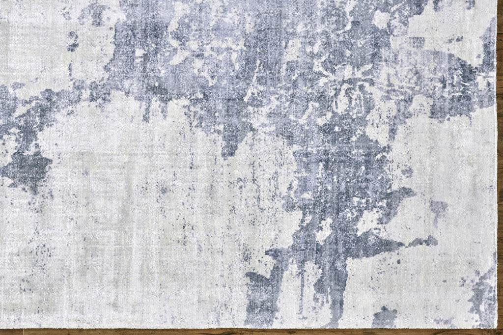 8' X 10' Blue Gray And Ivory Abstract Hand Woven Area Rug