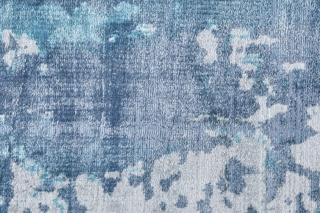 10' X 14' Blue And Ivory Abstract Hand Woven Area Rug