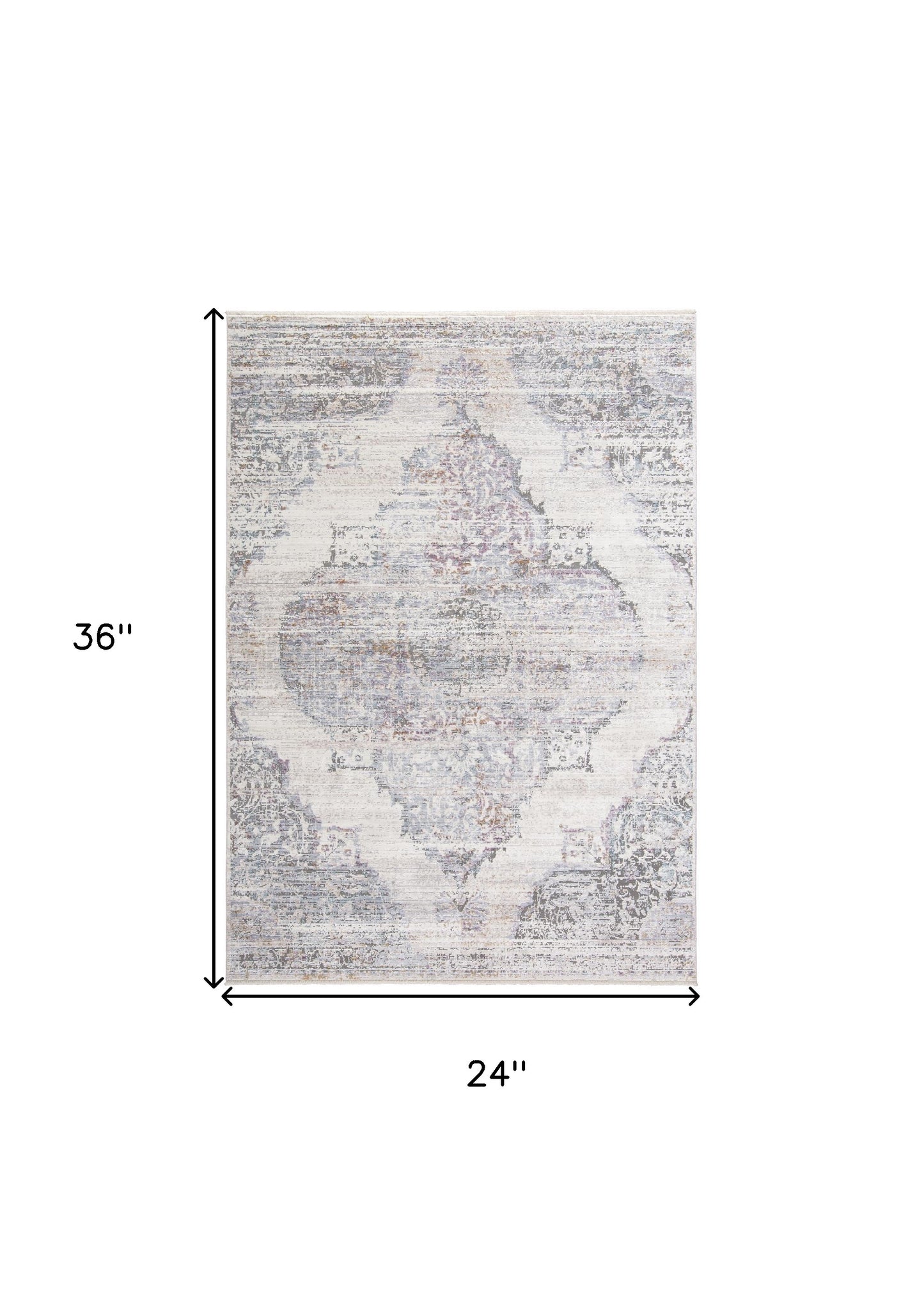 8' X 10' Ivory Gray And Pink Abstract Distressed Area Rug With Fringe