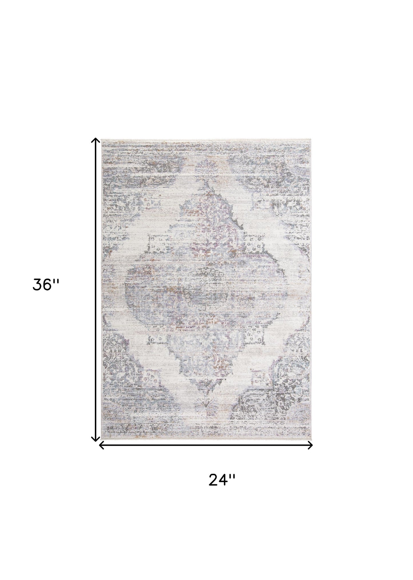 10' X 14' Ivory Gray And Pink Abstract Distressed Area Rug With Fringe