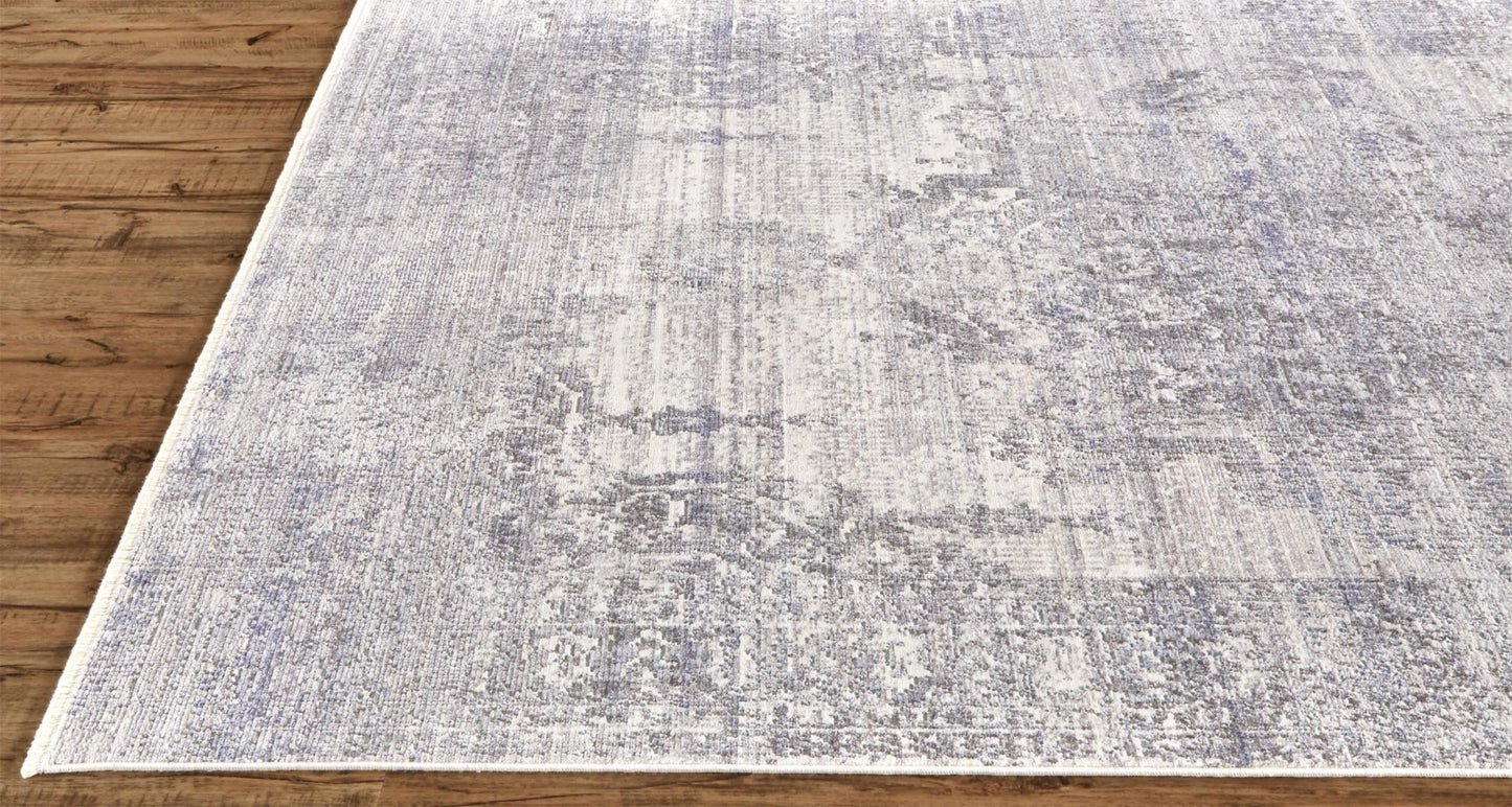 3' X 5' Gray Ivory And Taupe Abstract Distressed Area Rug With Fringe