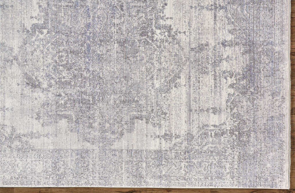 3' X 5' Gray Ivory And Taupe Abstract Distressed Area Rug With Fringe