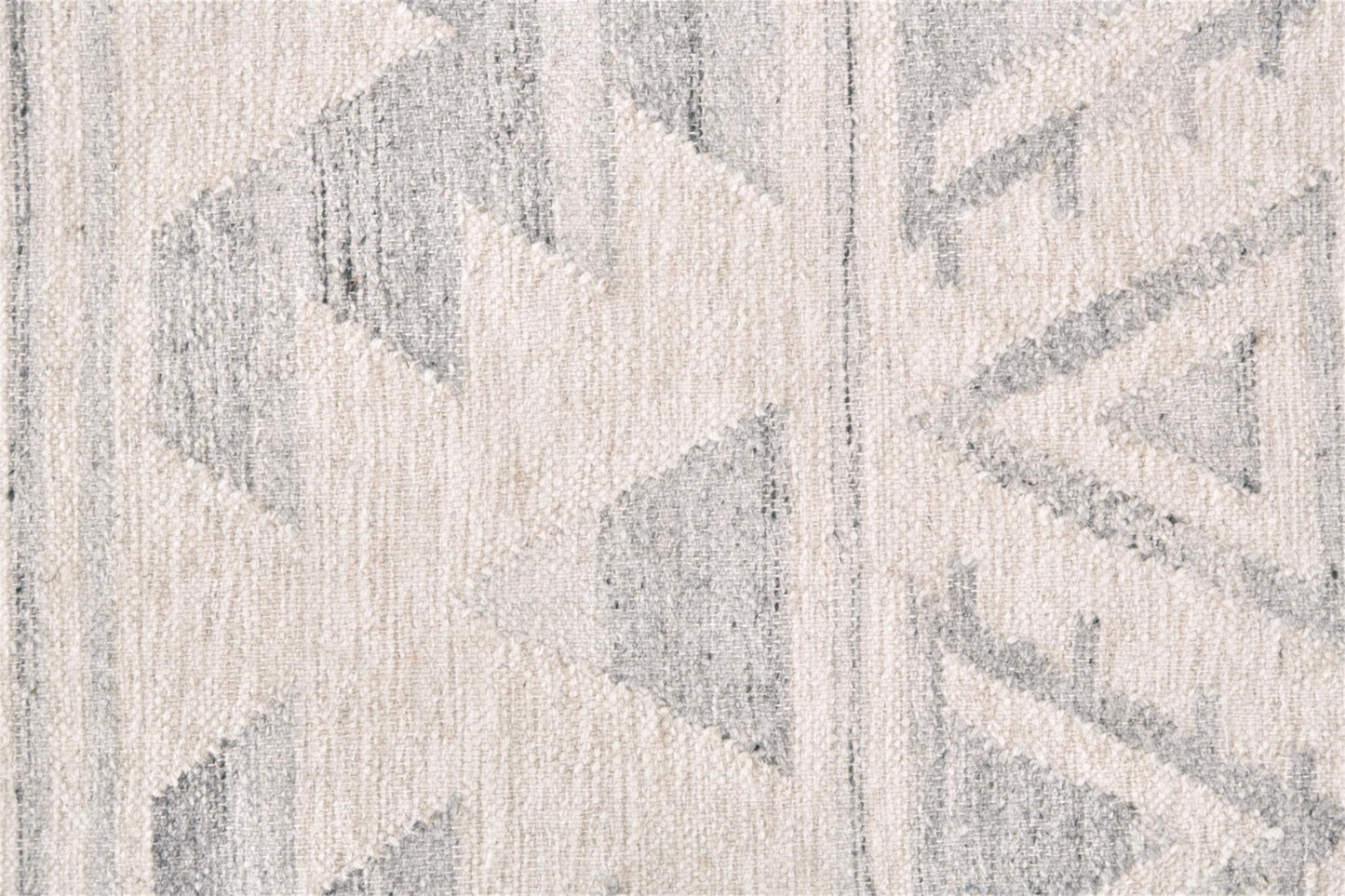 8' X 10' Ivory Gray And Blue Wool Geometric Dhurrie Flatweave Handmade Area Rug With Fringe