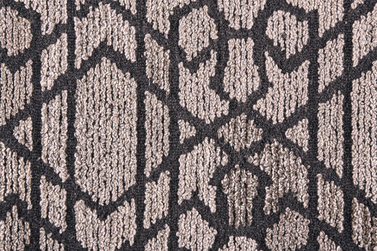 5' x 8' Black and Taupe Wool Paisley Hand Tufted Area Rug