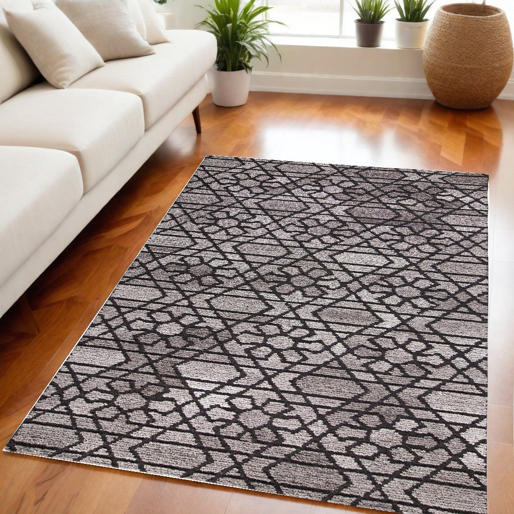 2' X 3' Black and Taupe Wool Paisley Hand Tufted Area Rug