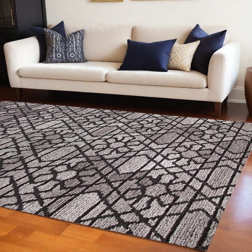 2' X 3' Black and Taupe Wool Paisley Hand Tufted Area Rug