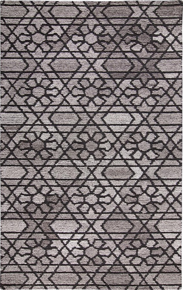 8' X 10' Black and Taupe Wool Paisley Hand Tufted Area Rug