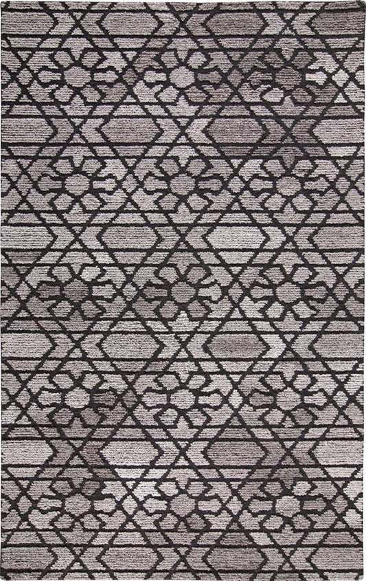 8' X 10' Black and Taupe Wool Paisley Hand Tufted Area Rug