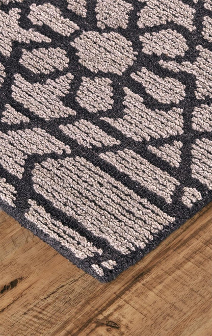 8' X 10' Black and Taupe Wool Paisley Hand Tufted Area Rug