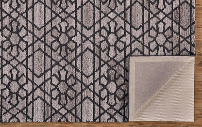 8' X 10' Black and Taupe Wool Paisley Hand Tufted Area Rug