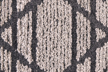 8' X 10' Black and Taupe Wool Paisley Hand Tufted Area Rug