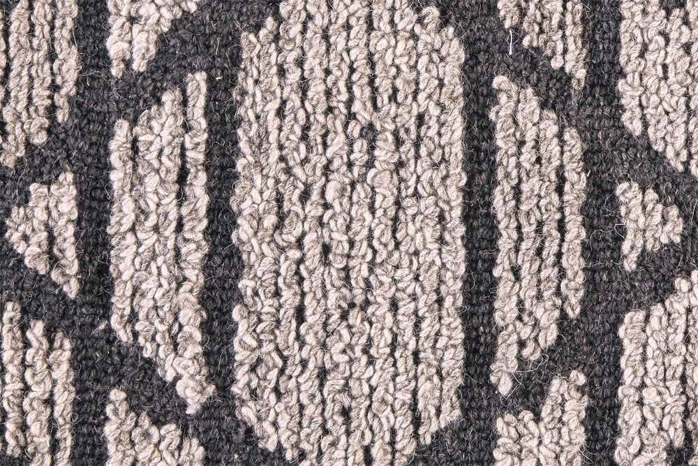 8' X 10' Black and Taupe Wool Paisley Hand Tufted Area Rug
