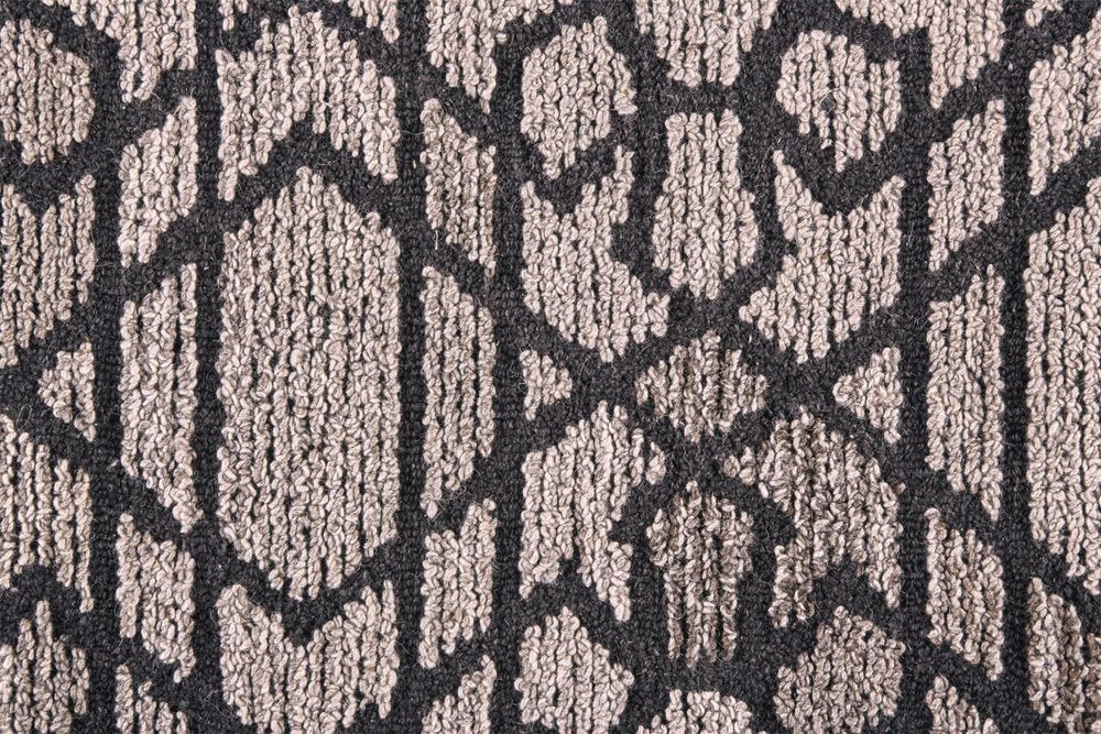 8' X 10' Black and Taupe Wool Paisley Hand Tufted Area Rug