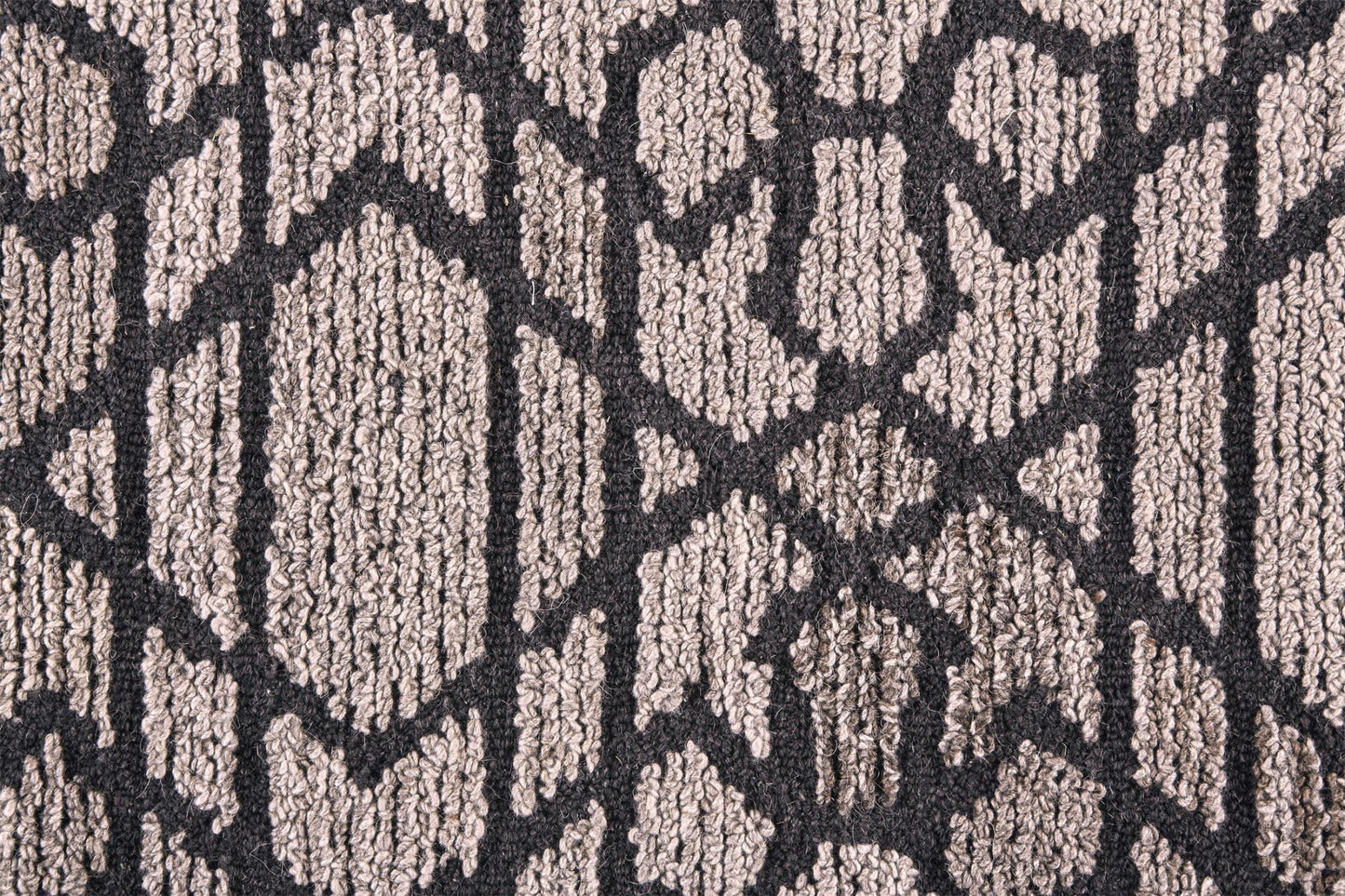 2' X 3' Black and Taupe Wool Paisley Hand Tufted Area Rug