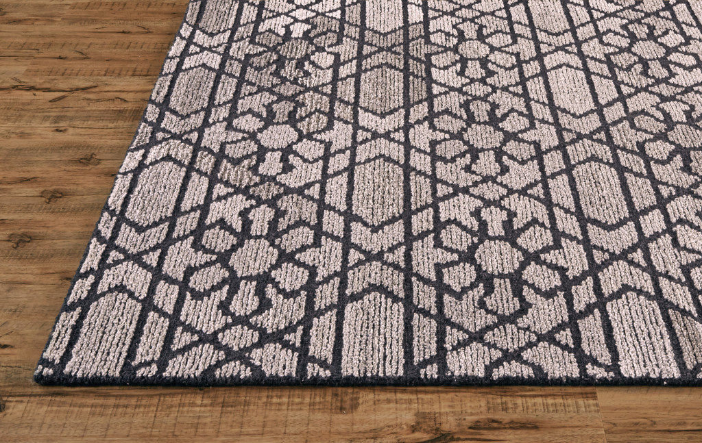 2' X 3' Black and Taupe Wool Paisley Hand Tufted Area Rug