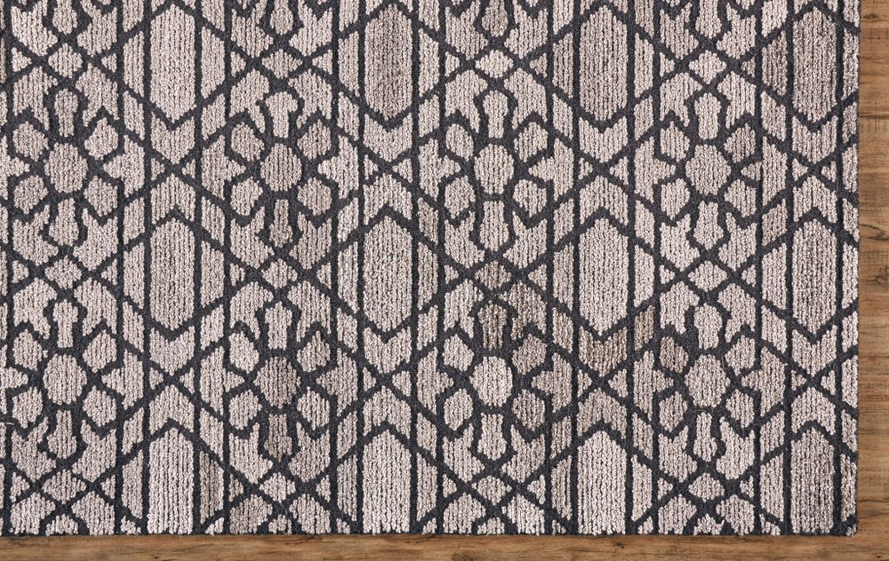 8' X 10' Black and Taupe Wool Paisley Hand Tufted Area Rug