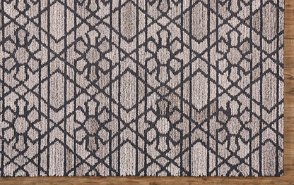 8' X 10' Black and Taupe Wool Paisley Hand Tufted Area Rug