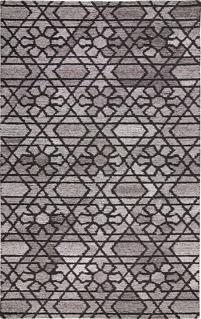 8' X 10' Black and Taupe Wool Paisley Hand Tufted Area Rug