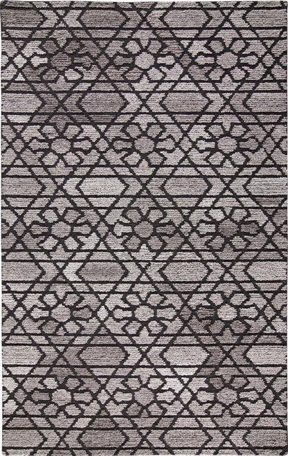 8' X 10' Black and Taupe Wool Paisley Hand Tufted Area Rug