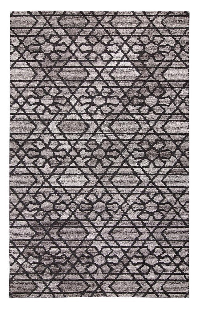 8' X 10' Black and Taupe Wool Paisley Hand Tufted Area Rug