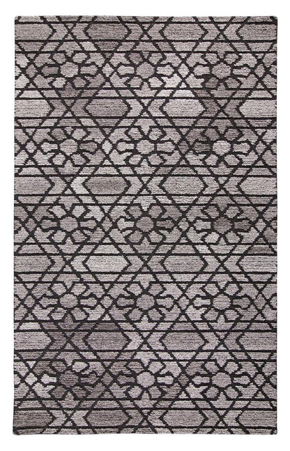 8' X 10' Black and Taupe Wool Paisley Hand Tufted Area Rug