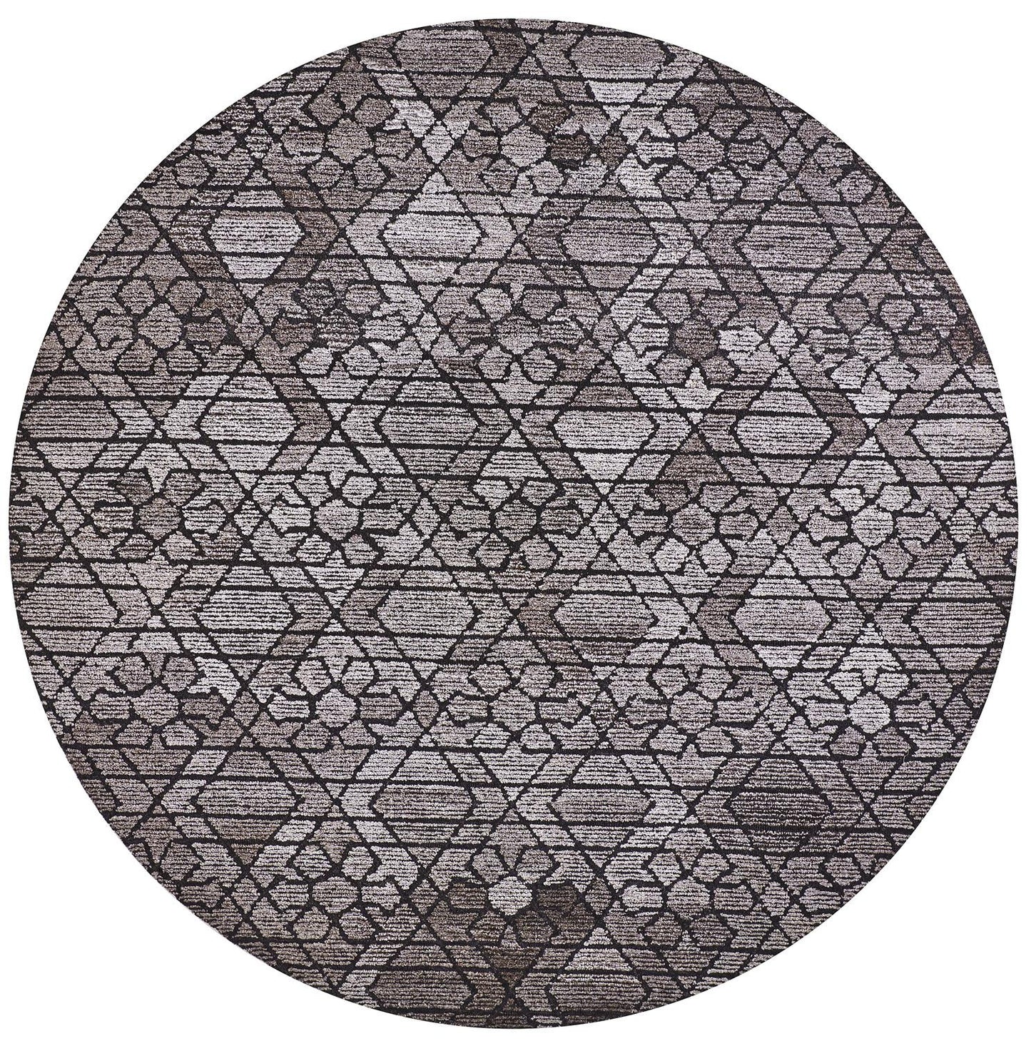 2' X 3' Black and Taupe Wool Paisley Hand Tufted Area Rug