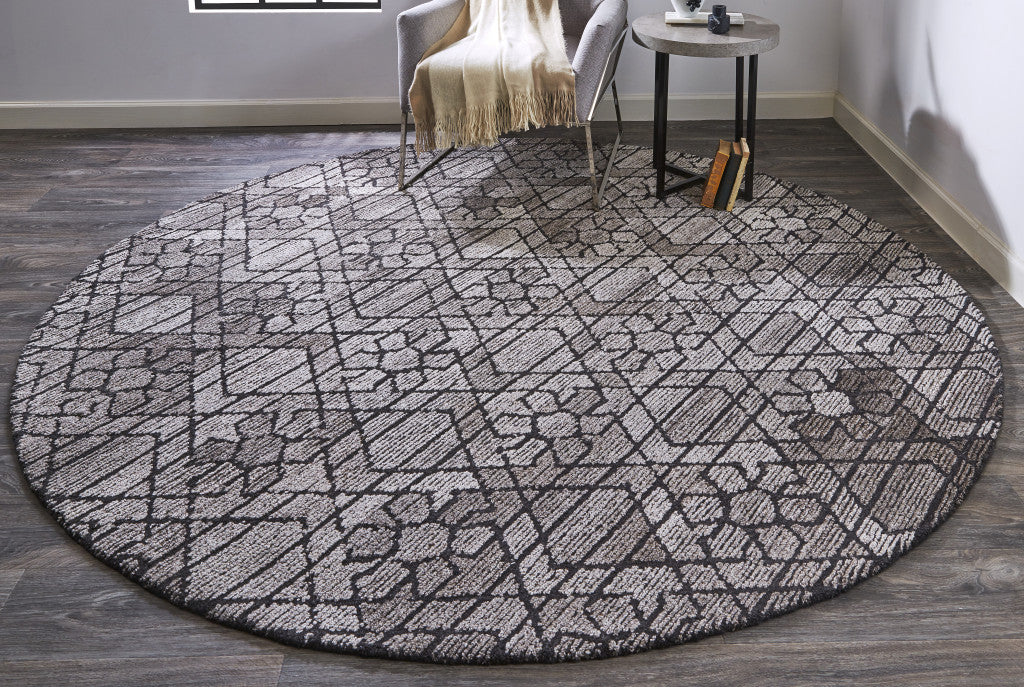 2' X 3' Black and Taupe Wool Paisley Hand Tufted Area Rug