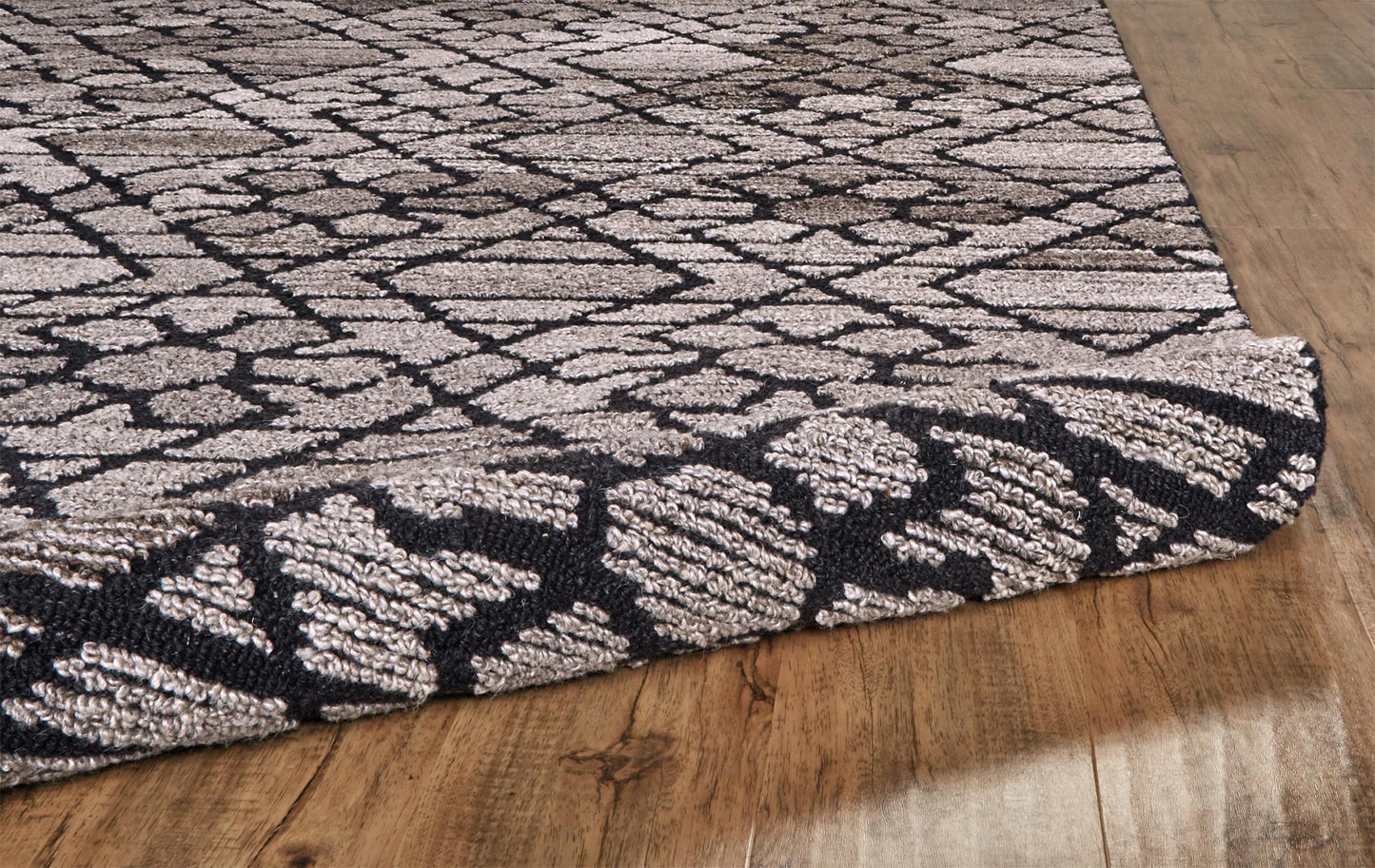 2' X 3' Black and Taupe Wool Paisley Hand Tufted Area Rug