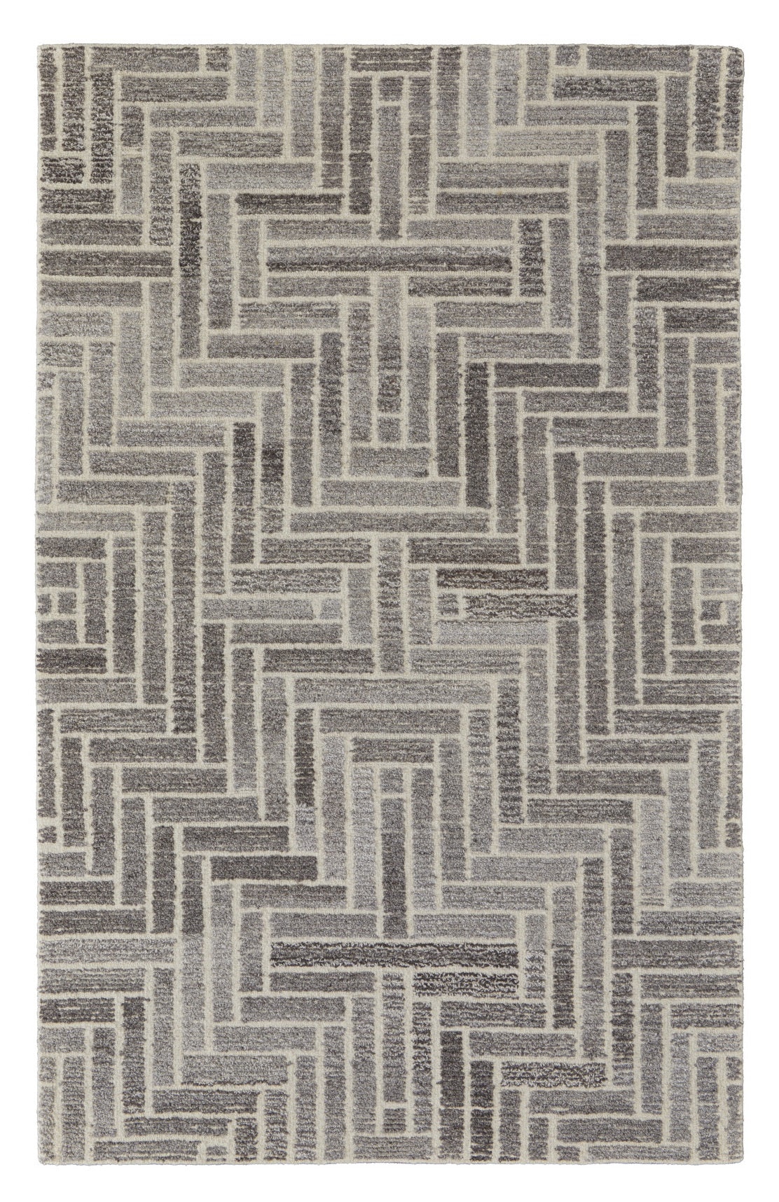 5' X 8' Tan and Gray Wool Geometric Hand Tufted Area Rug