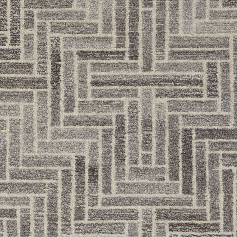 5' X 8' Tan and Gray Wool Geometric Hand Tufted Area Rug