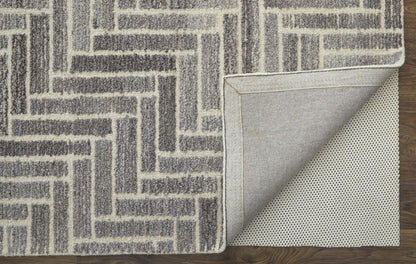 9' X 12' Tan and Gray Wool Geometric Hand Tufted Area Rug