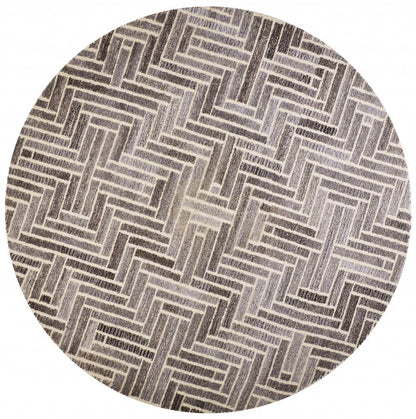 9' X 12' Tan and Gray Wool Geometric Hand Tufted Area Rug