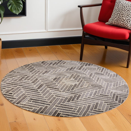 8' X 10' Tan and Gray Wool Geometric Hand Tufted Area Rug