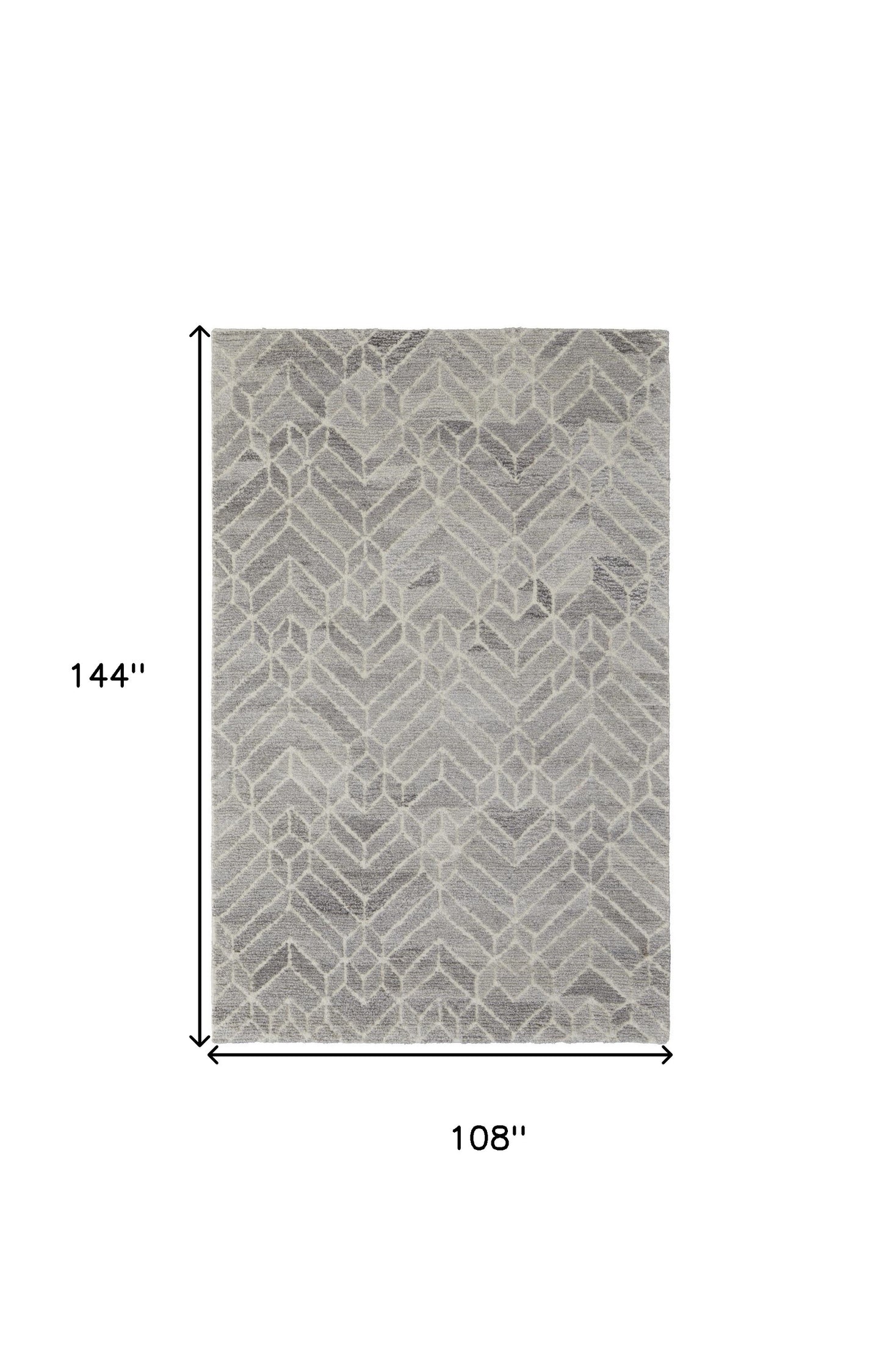 9' X 12' Gray and Ivory Wool Geometric Hand Tufted Area Rug