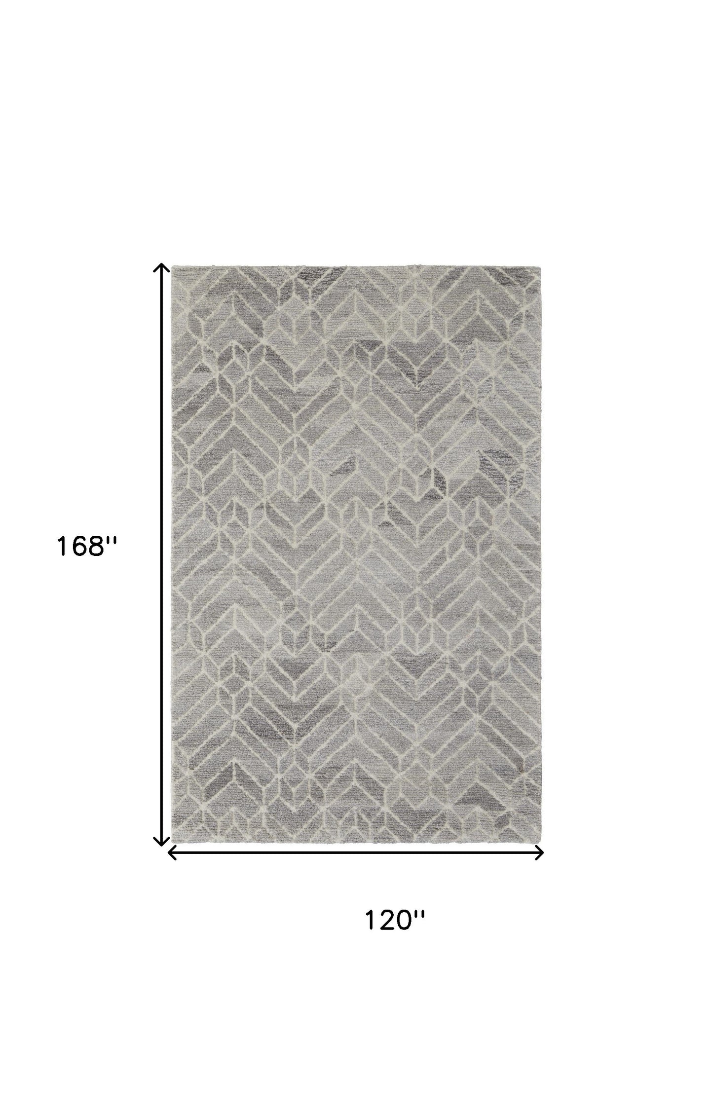 4' x 6' Gray and Ivory Wool Geometric Hand Tufted Area Rug