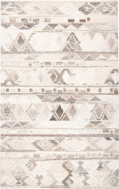 8' X 10' Beige Ivory and Gray Wool Geometric Hand Tufted Area Rug