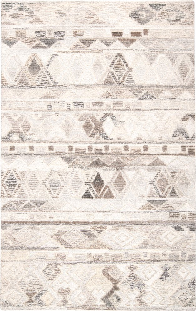 8' X 10' Beige Ivory and Gray Wool Geometric Hand Tufted Area Rug