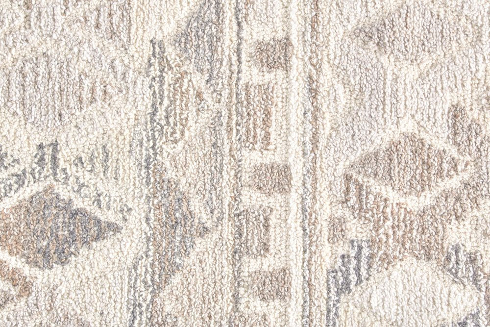 8' X 10' Beige Ivory and Gray Wool Geometric Hand Tufted Area Rug