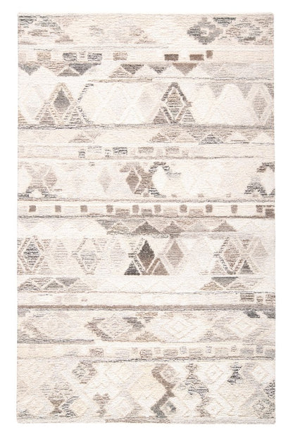 8' X 10' Beige Ivory and Gray Wool Geometric Hand Tufted Area Rug