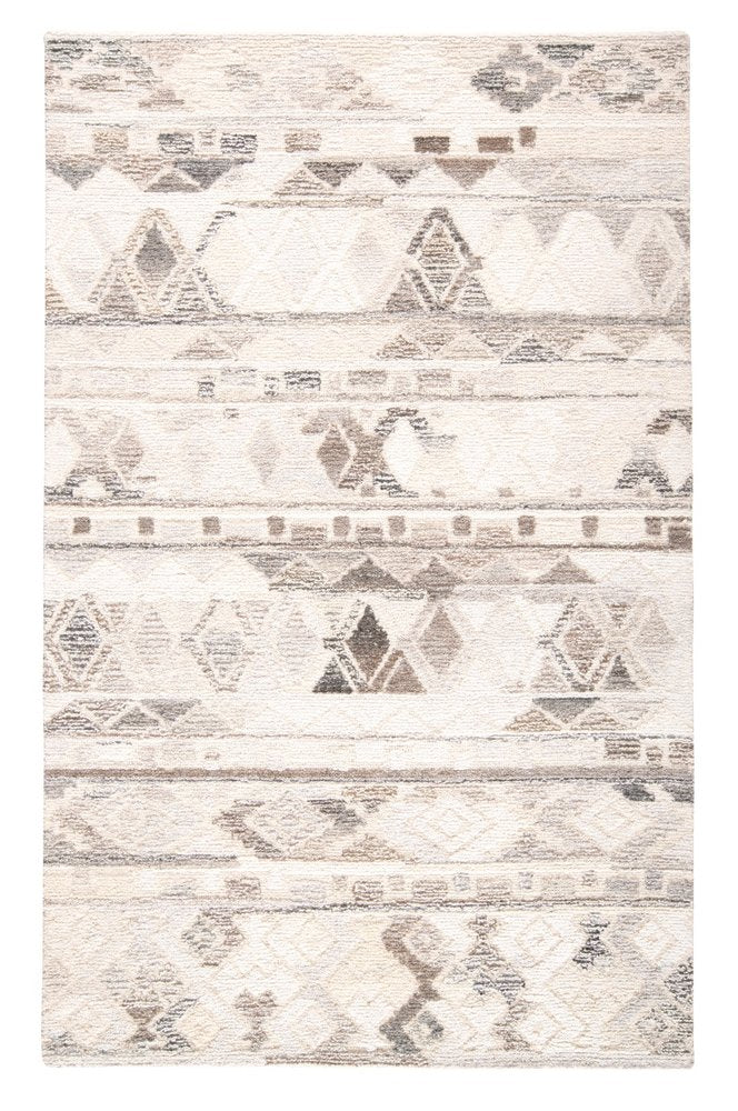 8' X 10' Beige Ivory and Gray Wool Geometric Hand Tufted Area Rug
